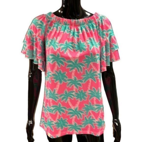 NWT Simply Southern collection off shoulder Sass Top Palm size small - Picture 8 of 13